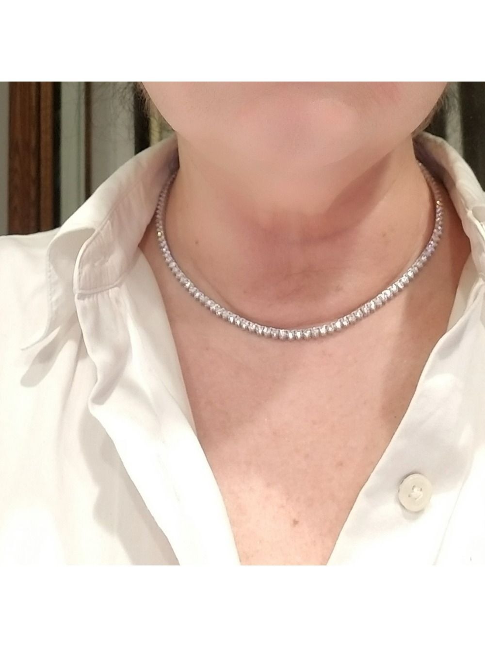 NWOT Diamonique 12.70 ct tw Round Tennis Necklace, Platinum Clad. - Picture 8 of 12